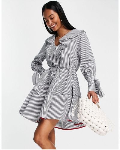 French Connection Acantha Ruffle Mini Dress - Grey
