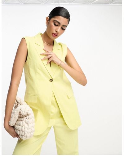 ASOS Sleeveless Blazer With Linen - Yellow
