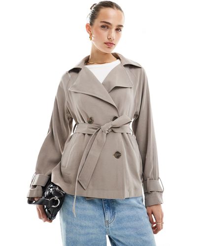 ASOS Short Lightweight Trench With Tie Waist - Gray