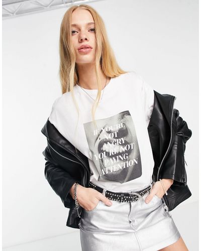 ASOS Oversized T-shirt Met 'if You're Not Angry You're Not Paying Attention'-slogan - Grijs