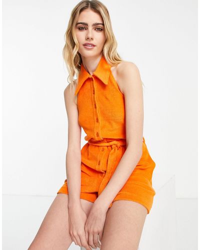 & Other Stories Cotton Towelling Playsuit - Orange