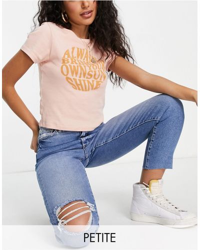 New Look Gescheurde Mom Jeans - Blauw