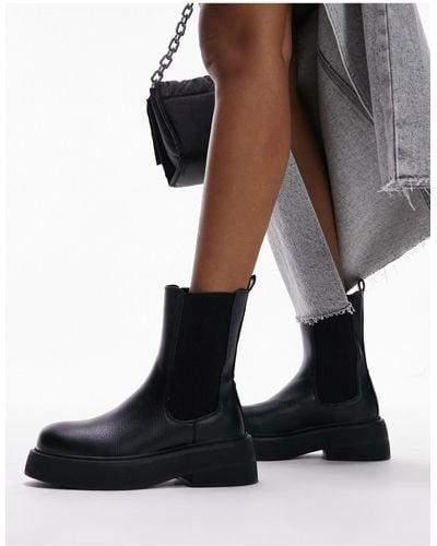 TOPSHOP Laya Textured Sole Chelsea Boot - Black