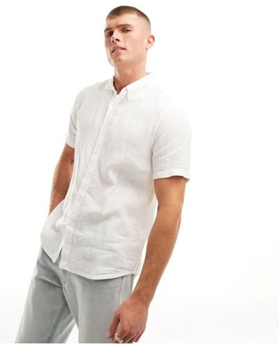 Abercrombie & Fitch Linen Short Sleeve Shirt - White
