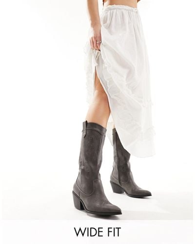 Glamorous Western Knee Boots - White