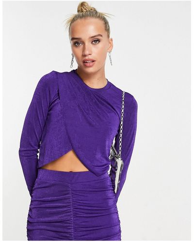 Vero Moda Jersey Wrap Crop Top - Purple