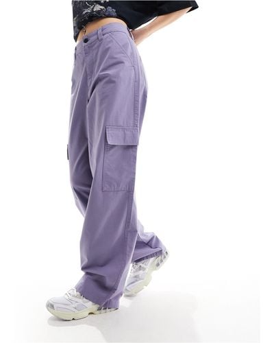 Dr. Denim Donna Cargo Wide Straight Fit Cargo Pants - Purple