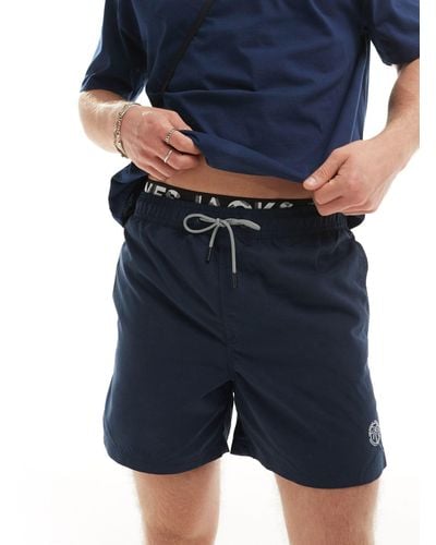 Jack & Jones Double Waistband Swim Shorts - Blue