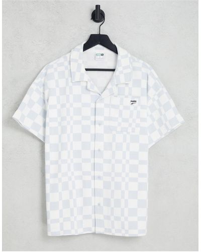 PUMA – downtown – hemd mit schachbrettmuster - Weiß