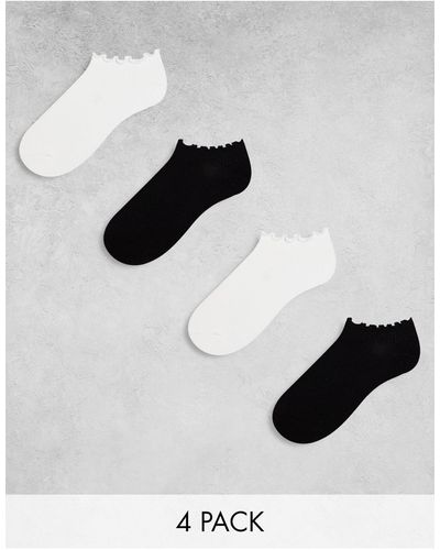 Lindex 4 Pack Lettuce Edge Sneaker Socks - White