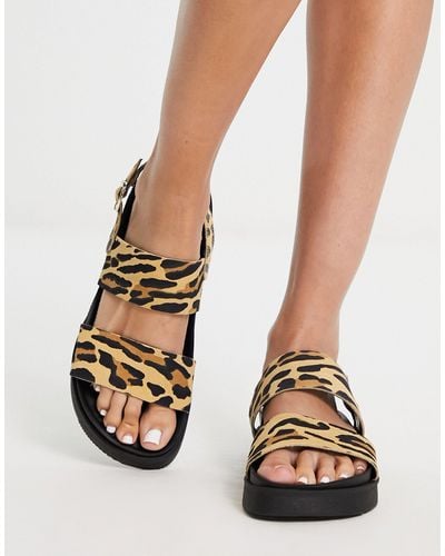 Schuh – tasha – zweiteilige sandalen aus leder mit leopardenmuster - Mehrfarbig