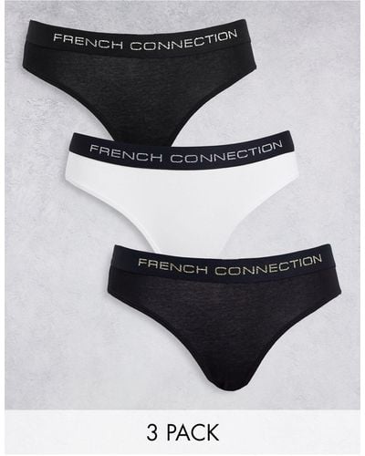French Connection Confezione da 3 slip neri con fascia - Bianco