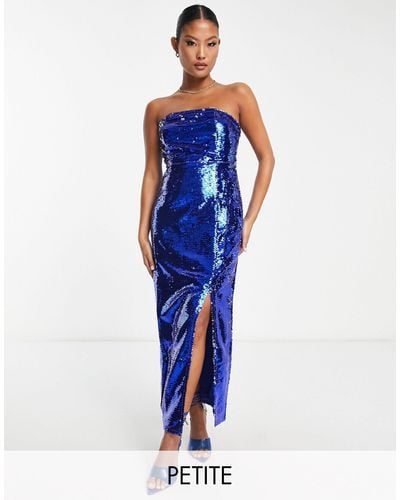 Collective The Label Exclusive Leg Split Sequin Midaxi Dress - Blue