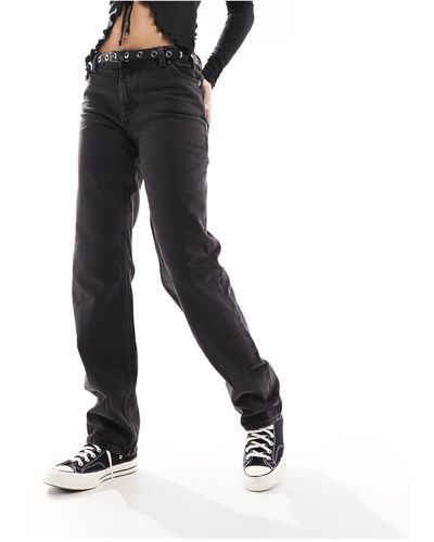 Monki Monokomi - jean droit à taille mi-haute - délavé - Noir