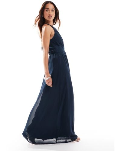 Vila Bridesmaid Halterneck Maxi Dress - Blue