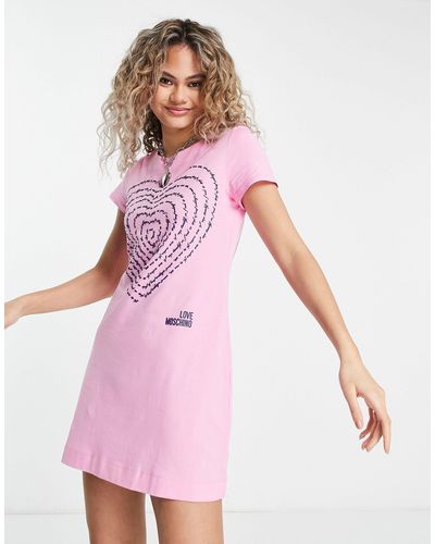 Love Moschino Poetry - robe t-shirt à logo cœur - Rose
