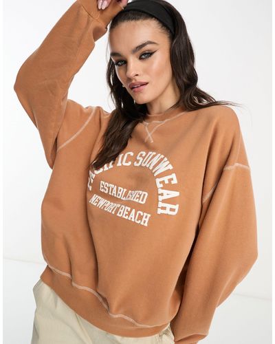 PacSun Easy Sweatshirt With Varsity Logo - Brown