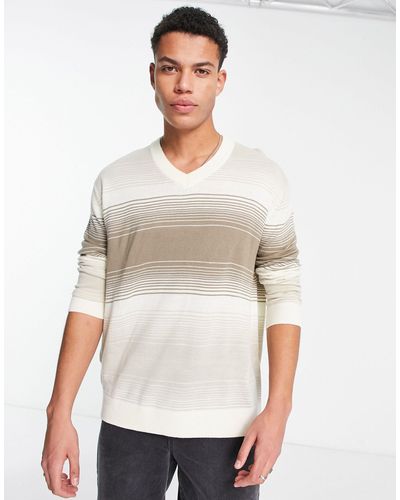 Only & Sons Oversized V Neck Knit Sweater - White