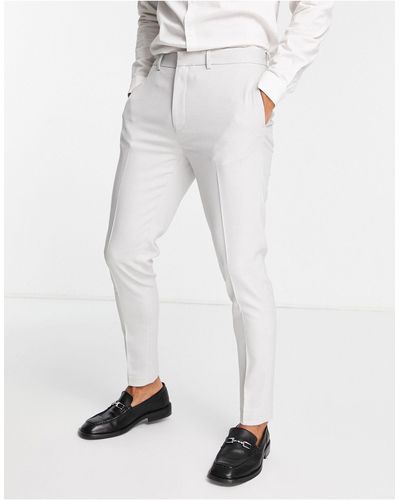 ASOS Bruiloft - Superskinny Pantalon Met Fijne Textuur - Grijs