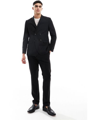 Jack & Jones Premium Double Breasted Suit Jacket - Black