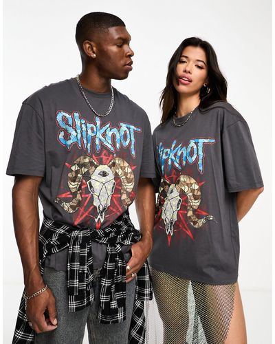 ASOS T-shirt oversize unisexe avec imprimé slipknot - anthracite - Noir