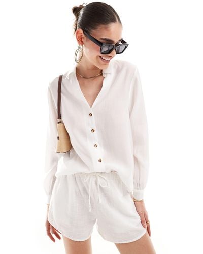 Never Fully Dressed Miley Loose Fit Relaxed Button Shirt - White