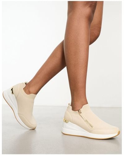 River Island Zip Wedge Trainers - Natural
