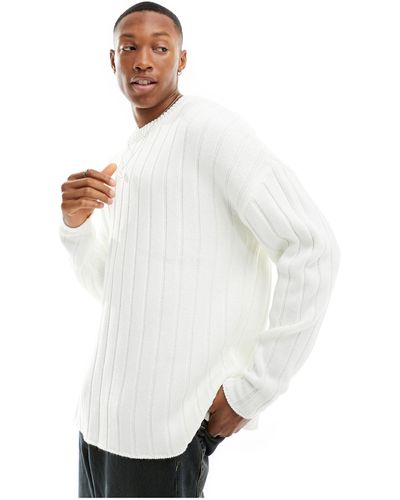 ASOS Oversized Wide Ribbed Sweater - White