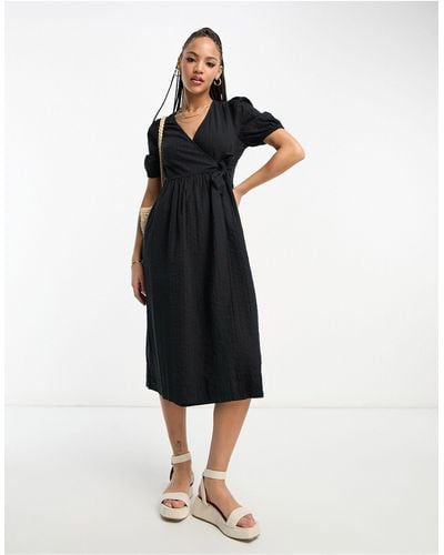 Monki Short Sleeve Midi Dress - Black