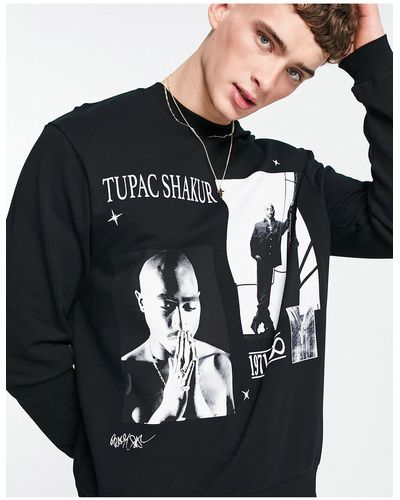 ASOS Sweatshirt With Tupac Multi Prints - Black