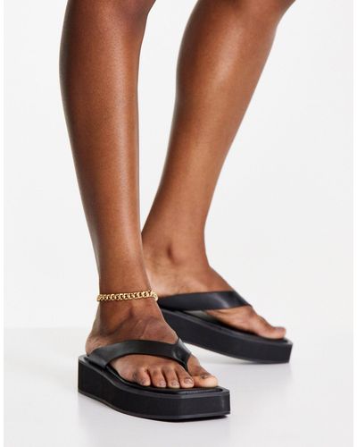 Monki Gita Thong Flatform Sandals - Black