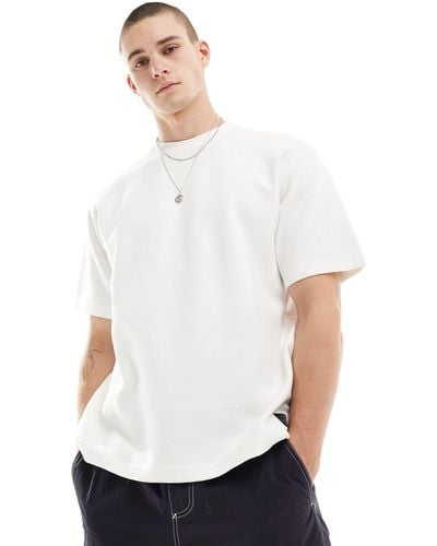 Pull&Bear – t-shirt aus strukturiertem ottoman - Weiß