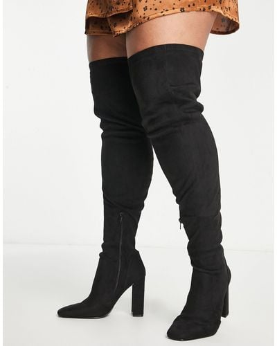ASOS Curve Kenni Block-heeled Over The Knee Boots - Black