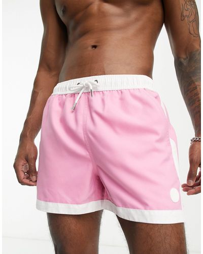 Native Youth Swim Short With Side Stripe - Pink
