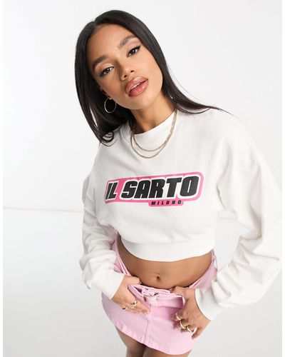 Il Sarto – sweatshirt mit kurzem schnitt und rotem logo - Weiß