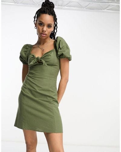 Reclaimed (vintage) Tie Front Mini Dress - Green