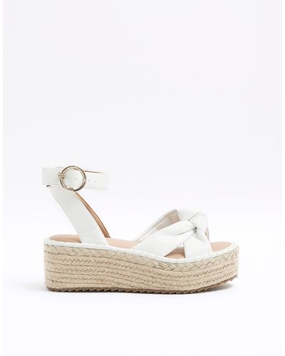 River Island Wide Fit Knot Espadrille Sandals - White