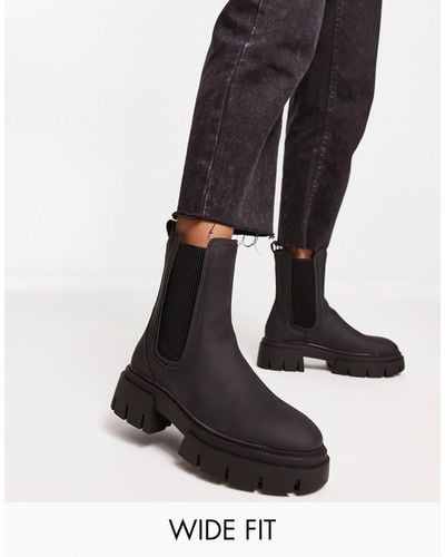 Schuh Wide Fit Amaya Split Sole Chunky Calf Boots - Black