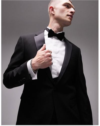 TOPMAN Slim Tuxedo Suit Jacket - Black