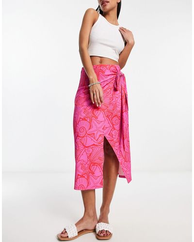 Jdy Exclusive Wrap Midi Skirt - Pink