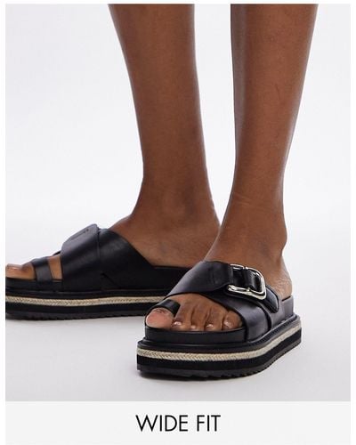 TOPSHOP Wide Fit Jenny Espadrille Sandal With Buckle Detail - Black