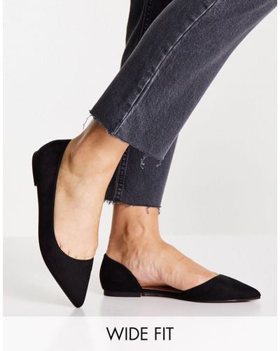 ASOS Wide Fit Virtue D'orsay Pointed Ballet Flats - Black