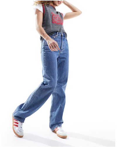 Weekday Rowe - jean droit à taille ultra haute - années 90 - Bleu