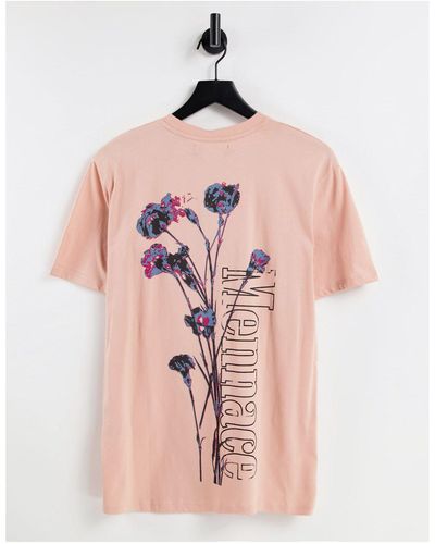 Mennace T-shirt avec logo floral imprimé au dos - Rose