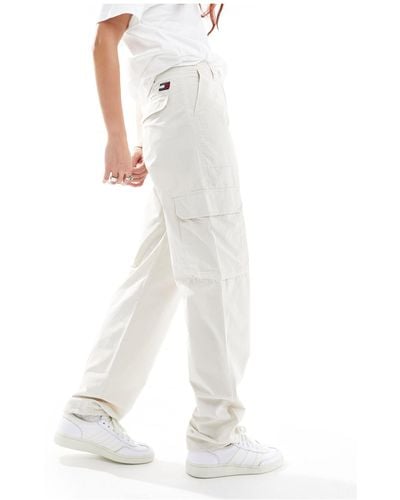 Tommy Hilfiger Harper - pantaloni cargo a vita alta beige - Bianco