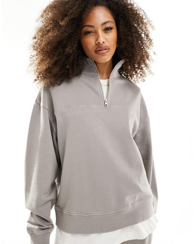 ASOS Oversized Half-zip Sweatshirt - Gray