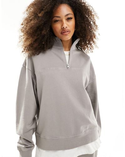 ASOS Oversized Half-zip Sweatshirt - Grey