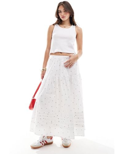 Levi's Becca Tiered Floral Print Skirt - White