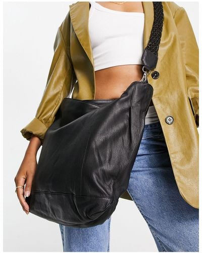 Urbancode Leather Slouchy Shoulder Bag - Black