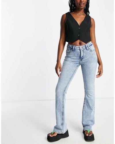 Weekday Flame Low Rise Seam Detail Flared Jeans - Blue